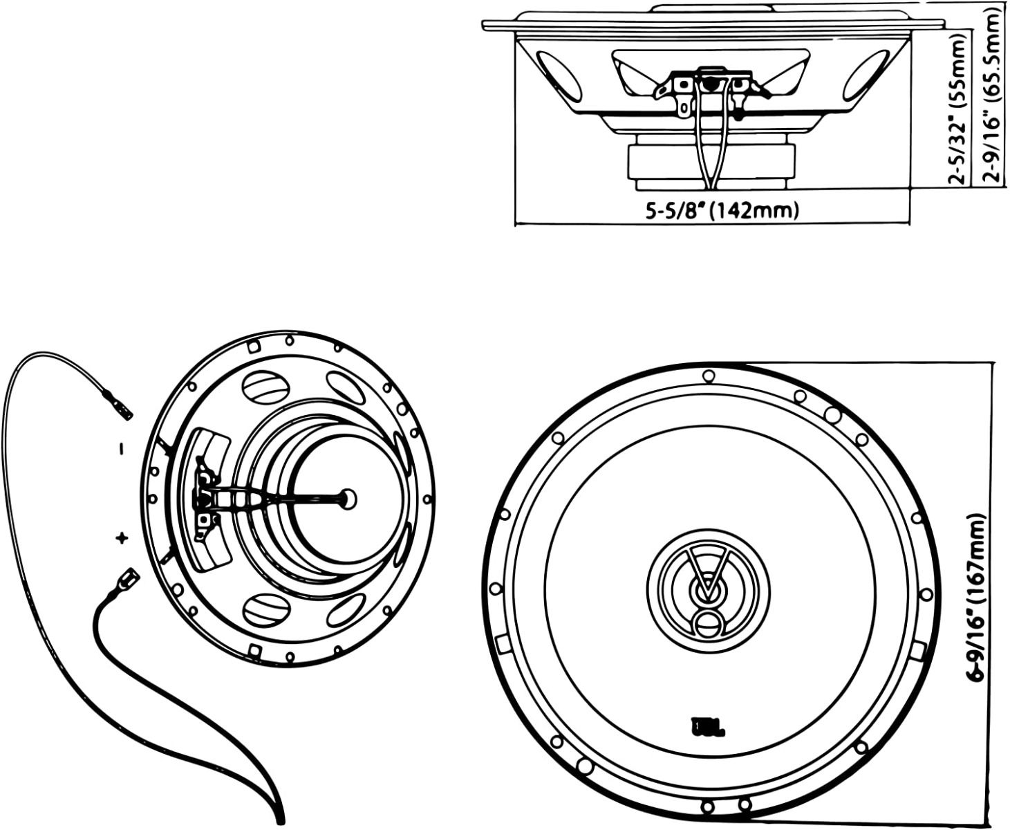 Audi A4 AVANT 2001-2004 2x JBL Stage1 61F 6-1/2" (165mm) 200Watt  2-way Coaxial Car Speakers with CT25AU05