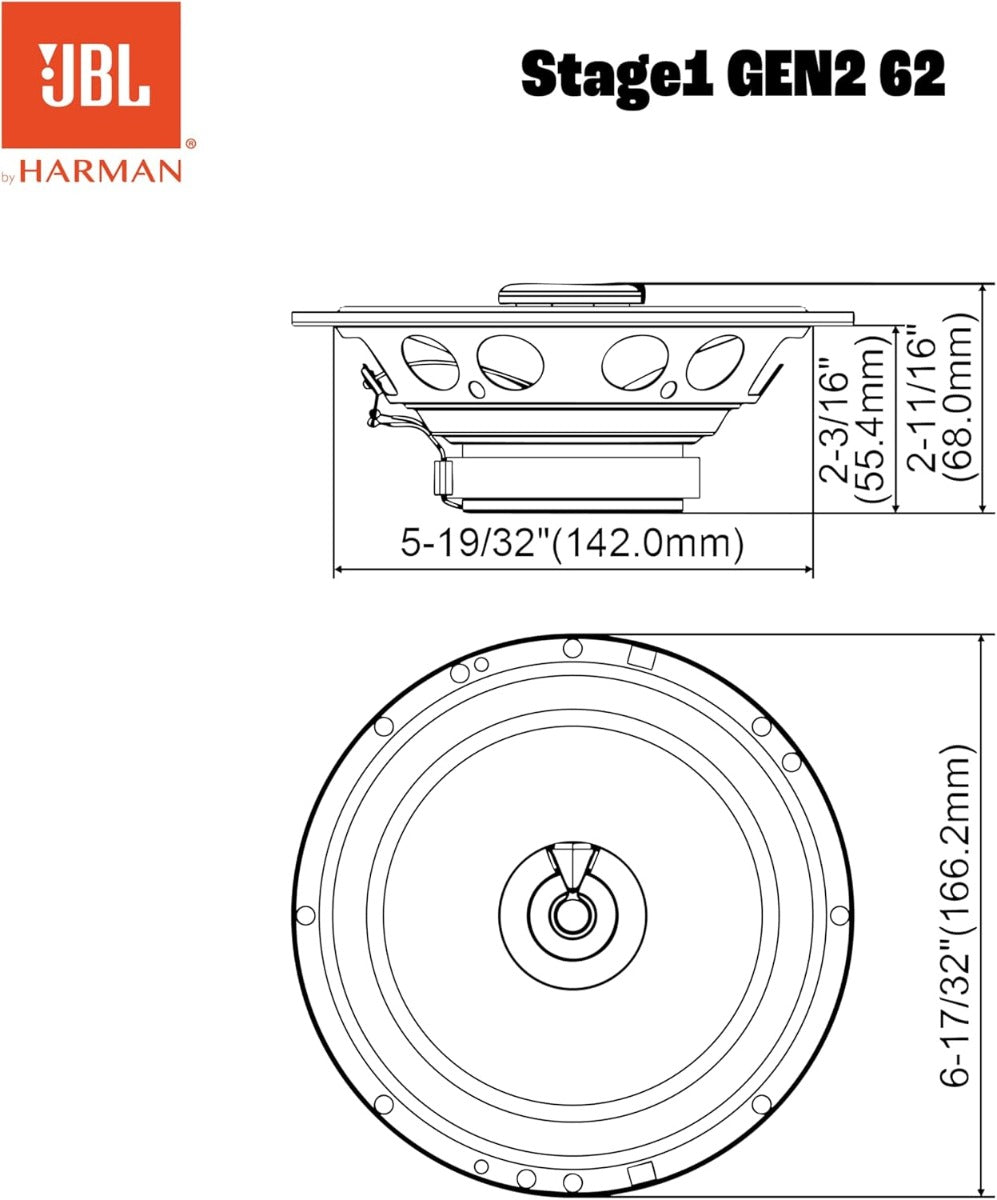 JBL Stage1 62 6-1/2" 165mm 175 Watt  2-way Coaxial Car Speakers