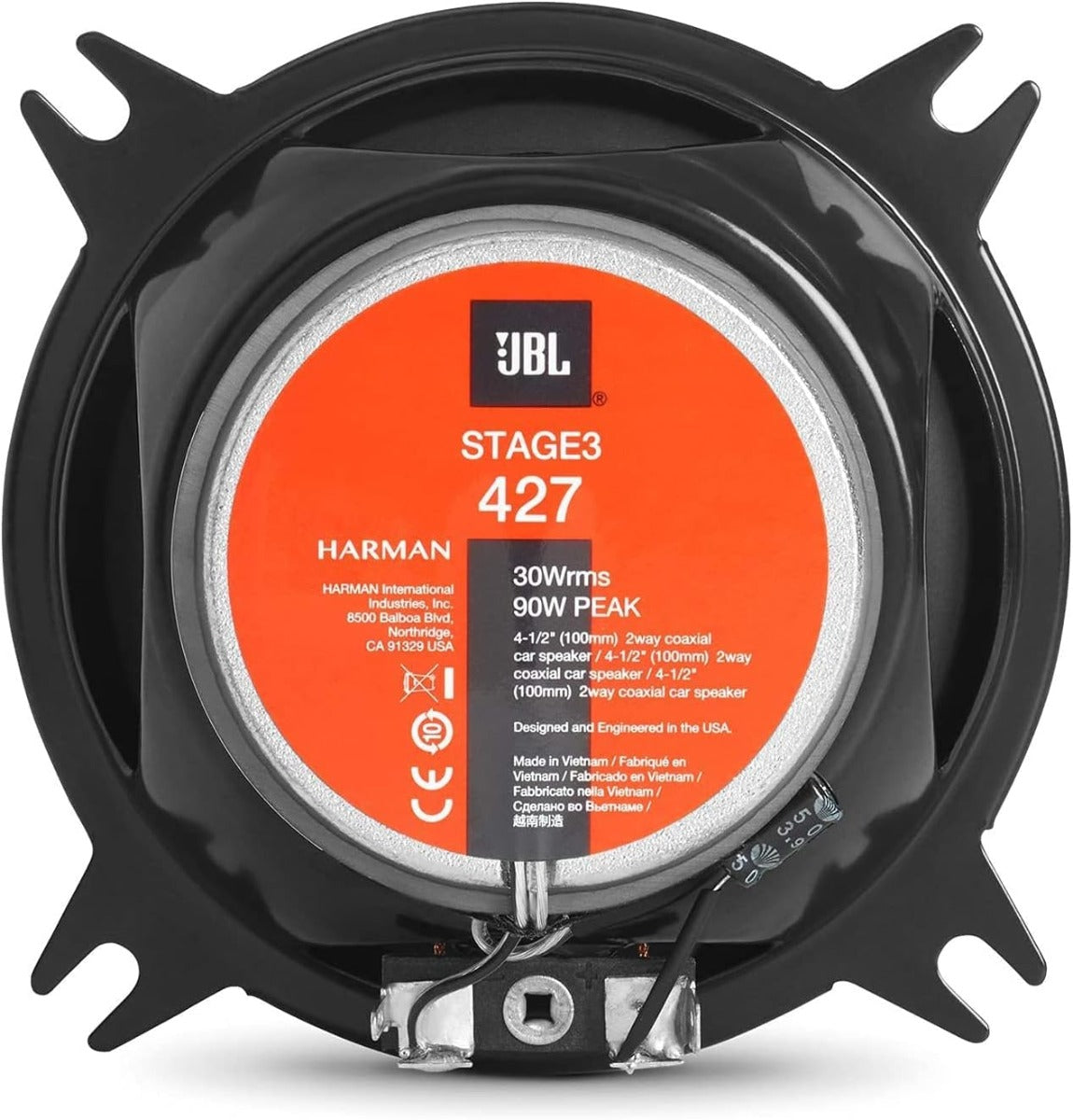 JBL Stage3 427 - 4"  150 Watt  2-way Coaxial Car Speakers Supplied with grills