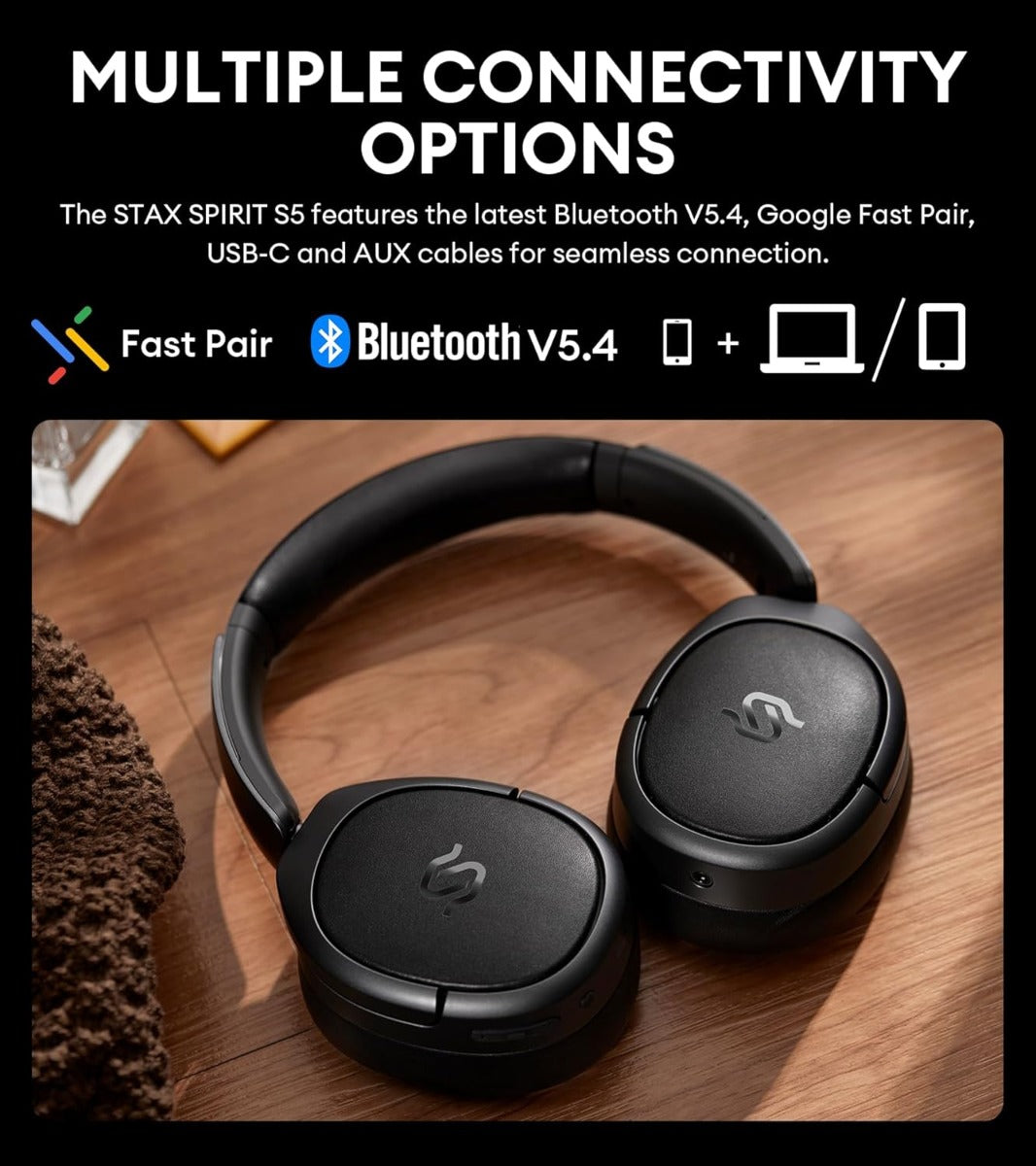 EDIFIER STAX SPIRIT S5  Bluetooth 5.4 Hi-Res Audio (LDAC LHDC) Wireless Headphones, Ultra-Low Distortion for Audiophiles Black