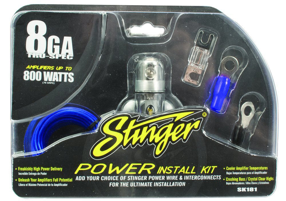 Stinger SK181 8 Gauge Car Installation Kit With MIDI Fuse Holder