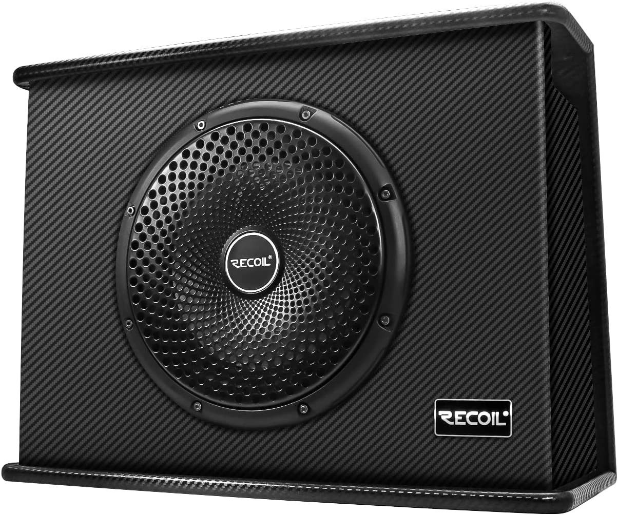 Recoil REC-SWS12 12-inch (305mm) Active Subwoofer with Built-in 600W Amplifier and Installation Wiring Kit
