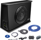 Recoil REC-SWS12 12-inch (305mm) Active Subwoofer with Built-in 600W Amplifier and Installation Wiring Kit