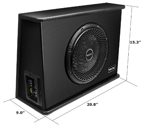 Recoil REC-SWS12 12-inch (305mm) Active Subwoofer with Built-in 600W Amplifier and Installation Wiring Kit