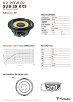 Focal SUB25KXS K2 Power Series 10" 4-ohm shallow-mount component subwoofer