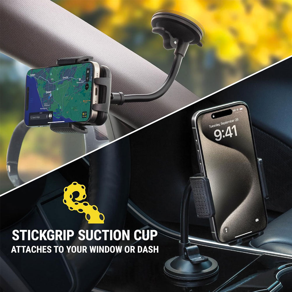 Scosche SUHVWDL2 Flex-Neck 4-in-1 Universal Phone Mount for Car Windshield, Dashboard, Console or Vent for Smartphones and Mobile Devices