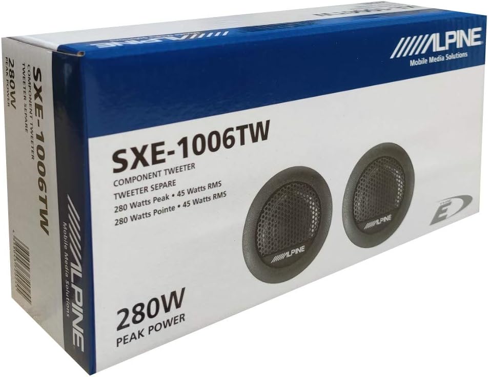 Alpine SXE-1006TW Mylar-Titanium Balanced Dome 3cm Tweeters 280W Peak Power