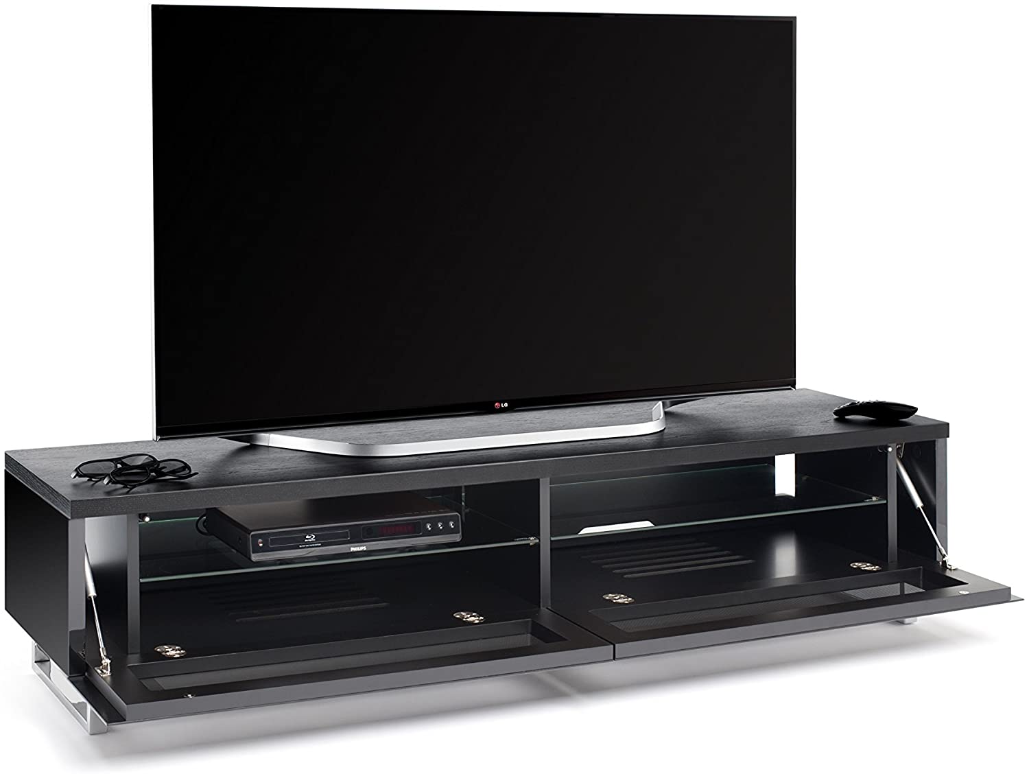 Techlink Panorama 160 DUAL Sided Top ((Light Oak or Grey Oak) all  in One Stand