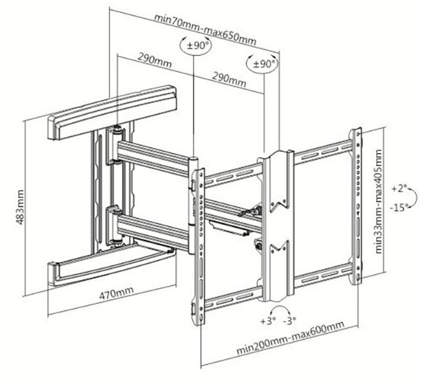 Techlink TWM650 Contemporary Design Full-Motion Mount 37 - 80" (50kg)