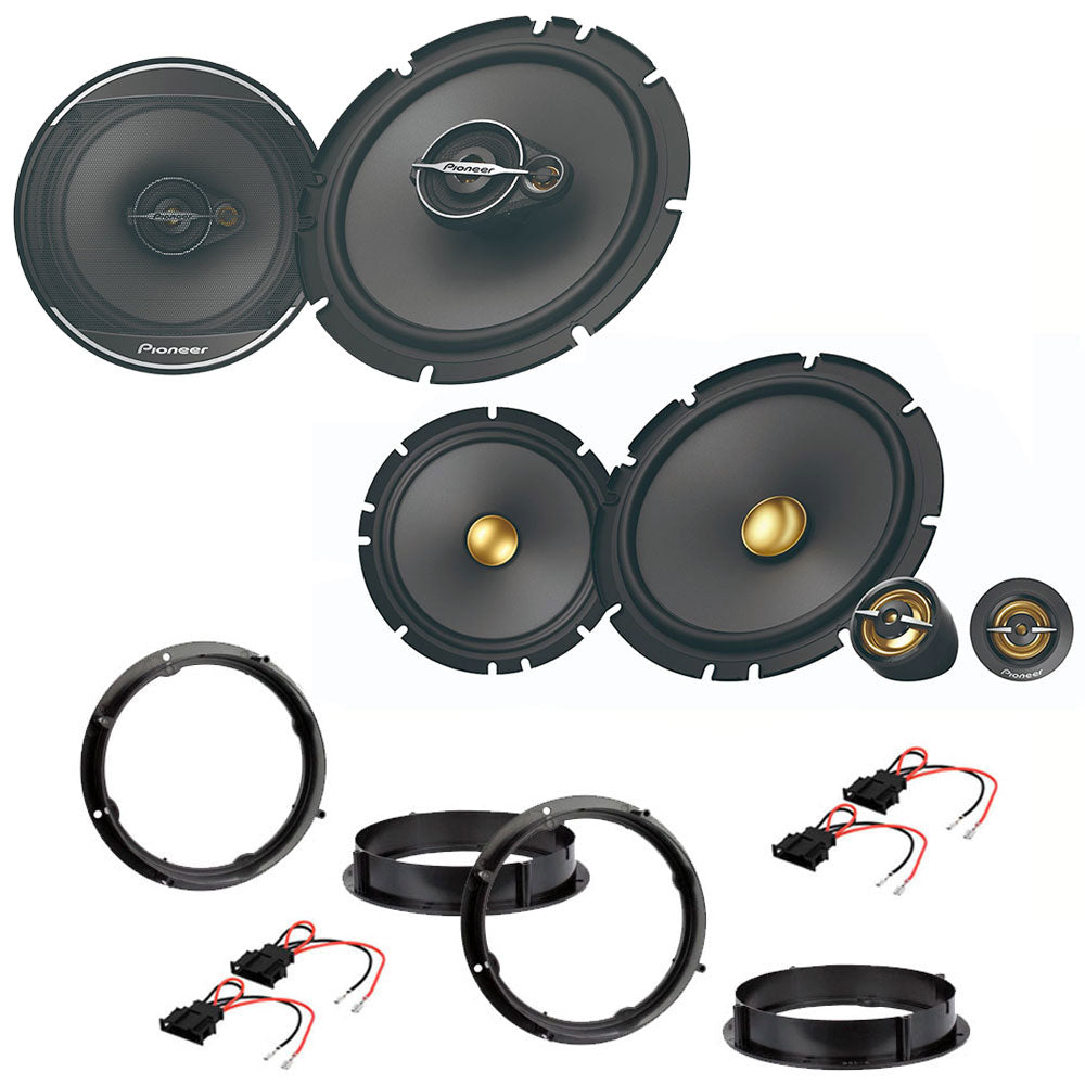Volkswagen Golf 2013-2020  Pioneer TS-A1601C + TS-A1671F 16.5cm 2-way Component Speakers 80W RMS 350W Peak
