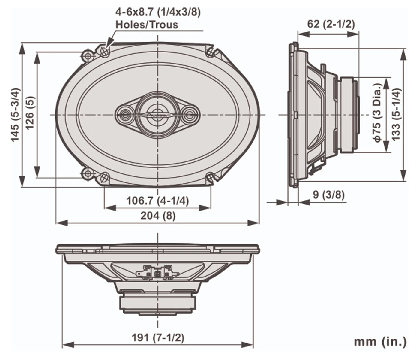 Pioneer TS-A6881F  6x8" 4 Way Composite Cone 350w Max 100W RMS Car Speakers
