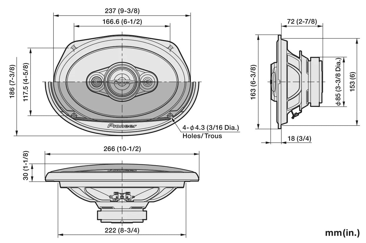 Pioneer TS-A6971F 6x9" 4 Way Composite Cone 600w Max 100W RMS Car Speakers
