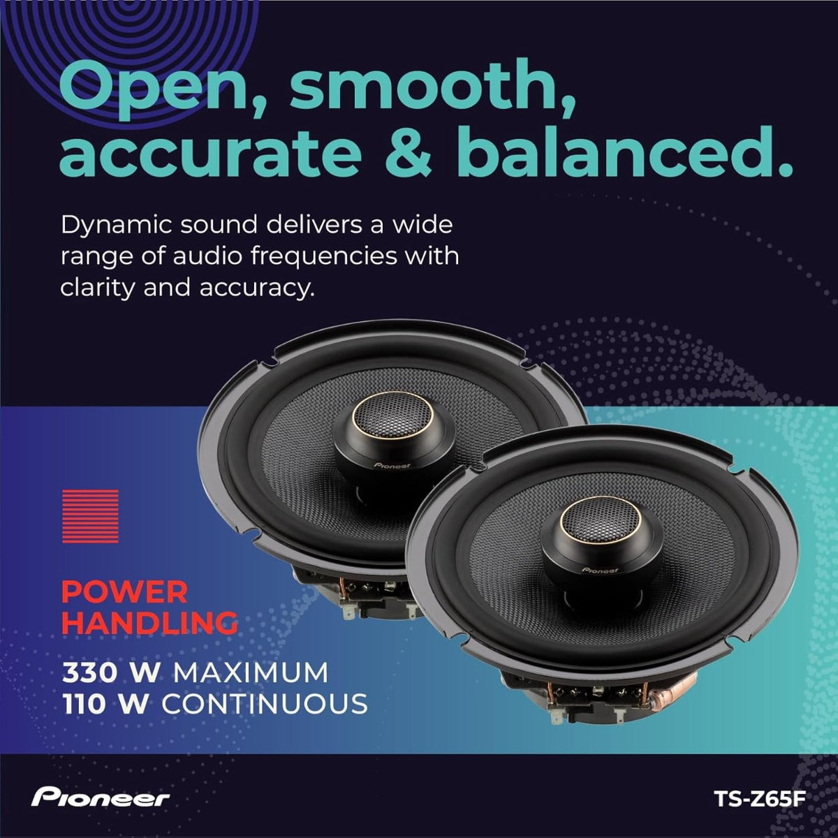 Pioneer TS-Z65F 6.5" 17cm 330W 2 Way Coaxial full range Car Speakers