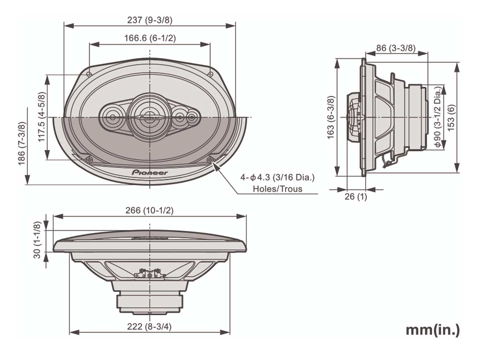 Pioneer TS-A6991F 6x9" 5 Way Composite Cone 700w Max 120W RMS Car Speakers