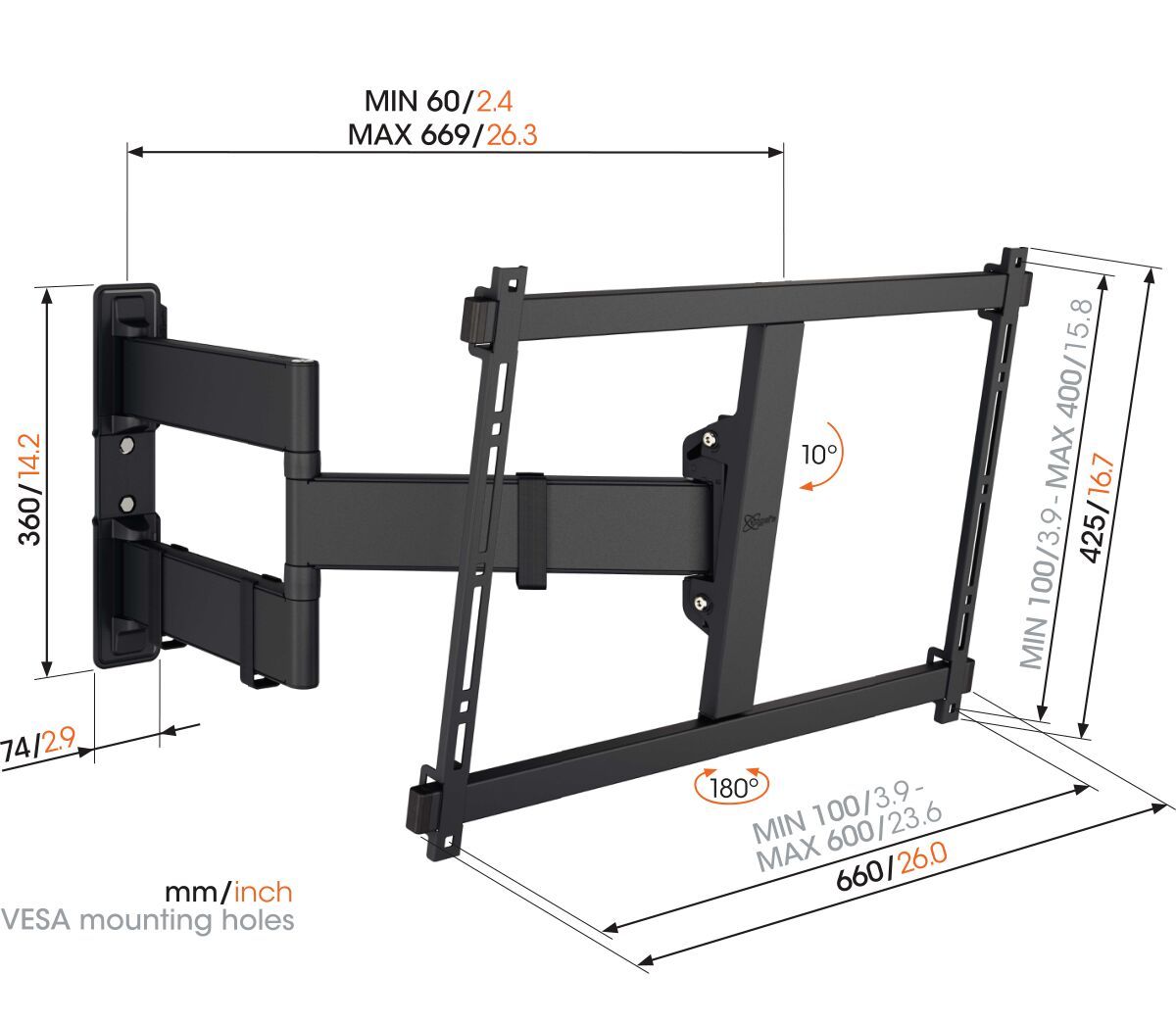 Vogels TVM 3845 Full Motion TV Wall Bracket