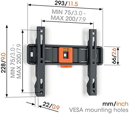 Vogel's TVM 1205 fixed TV wall bracket for 19-50 inch TVs, Max. 66 lbs (30 kg), Flat TV wall mount
