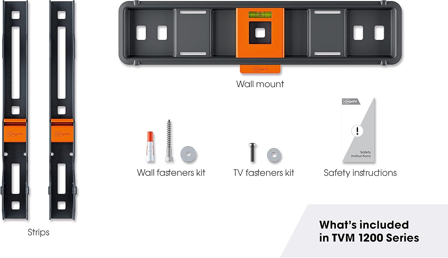 Vogel's TVM 1605 fixed TV wall bracket for 40-100 inch TVs, Max. 165 lbs (75 kg), Flat TV wall mount