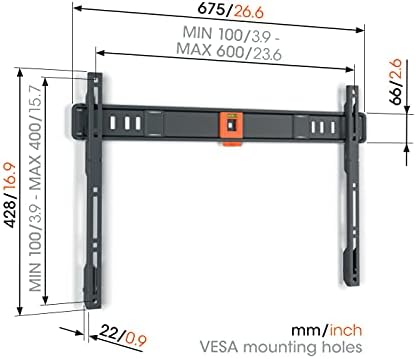 Vogel's TVM 1605 fixed TV wall bracket for 40-100 inch TVs, Max. 165 lbs (75 kg), Flat TV wall mount