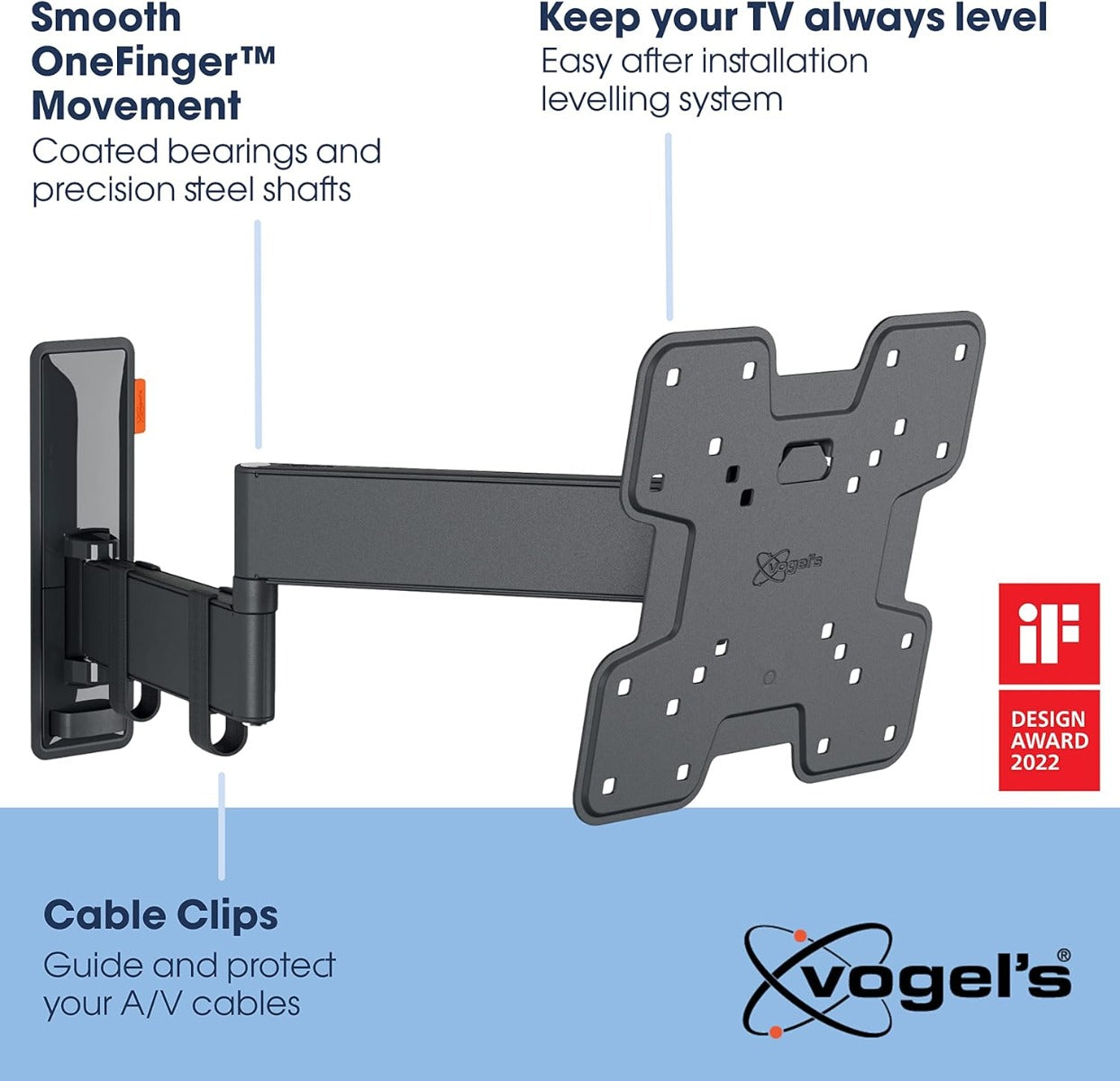 Vogels TVM 3245 TV (19-43") Double Arm Black Wall Bracket Black