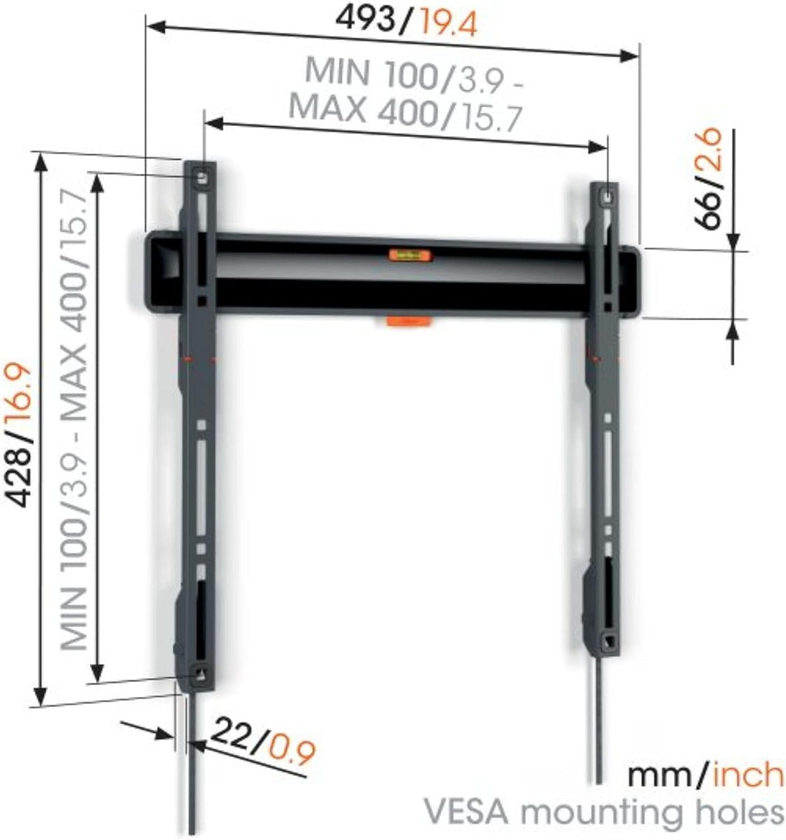 Vogels TVM 3405 TV (32-77") Fixed Black TV Wall Bracket