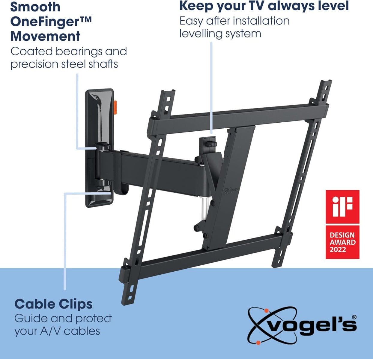 Vogels TVM 3425 TV (32-65") Single Arm Black TV Wall Bracket Black