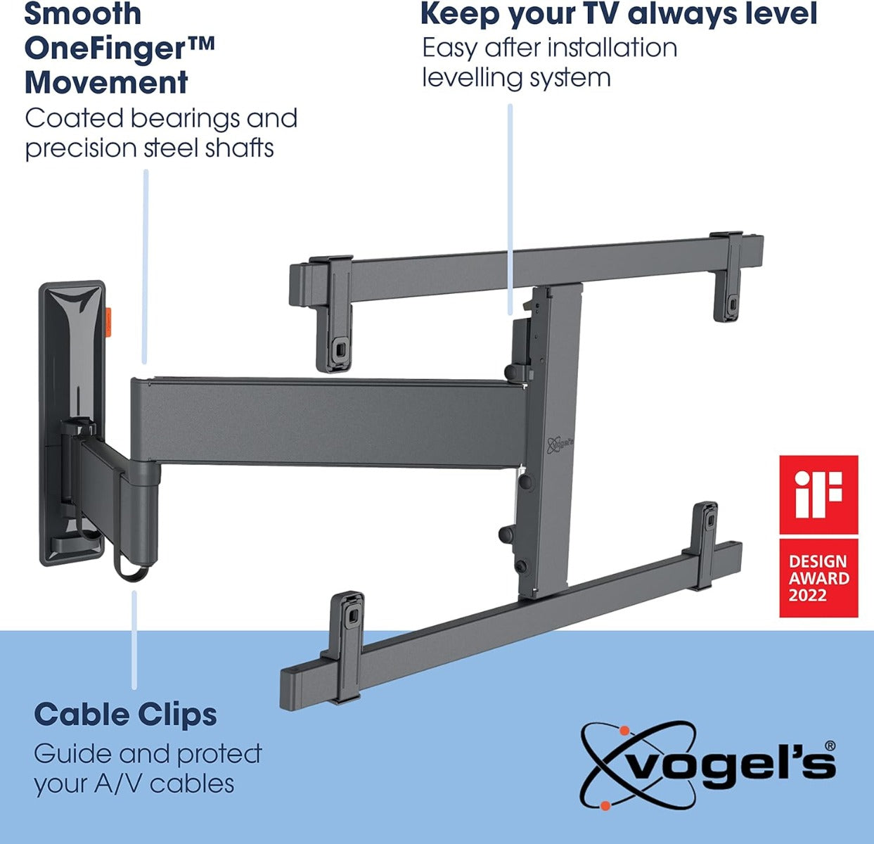 Vogels TVM 3645 TV (40-77") Double Arm Black Wall Bracket Black