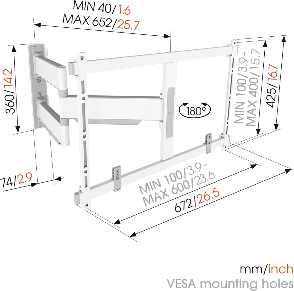 Vogels Elite TVM 5645 Black Full Motion TV Wall Bracket White