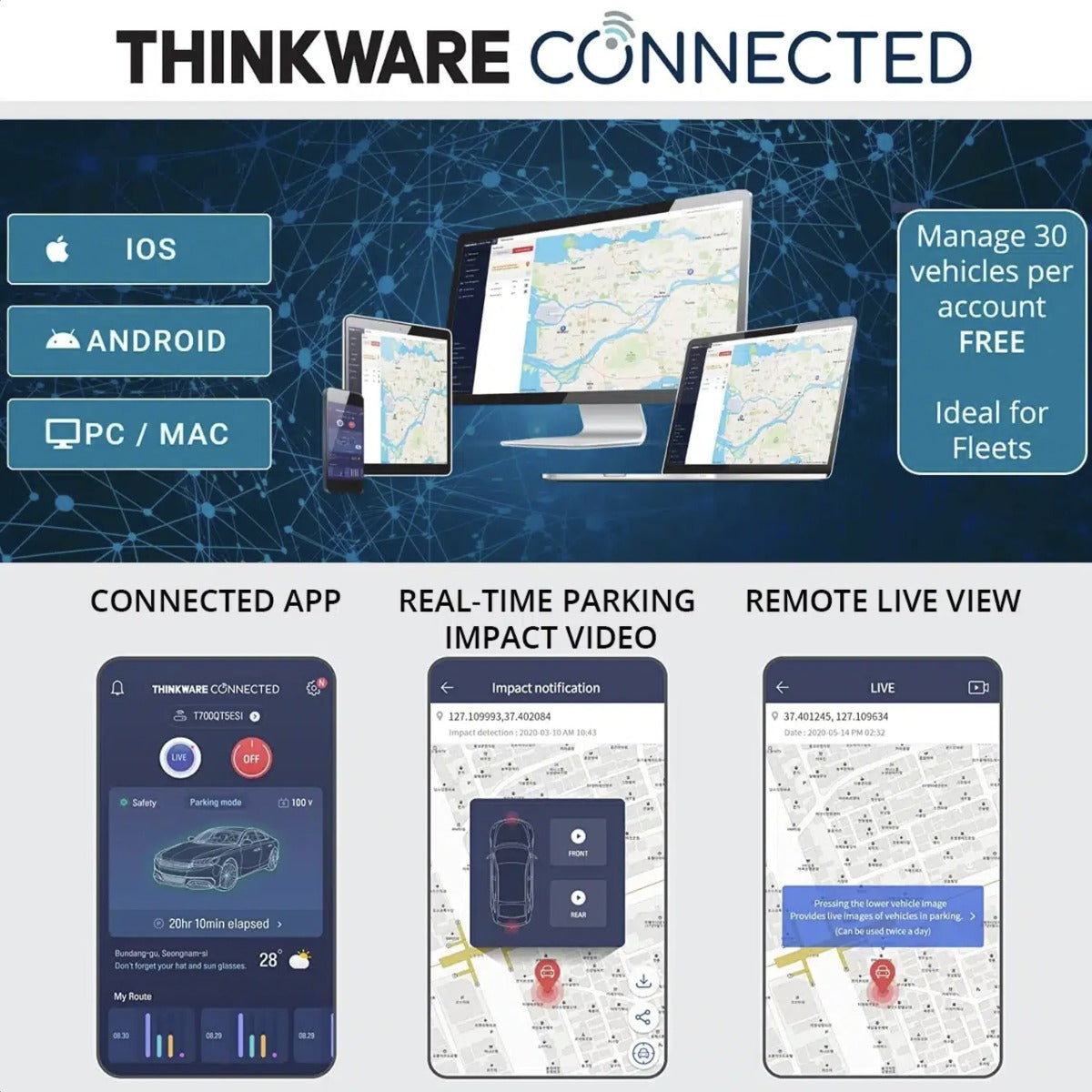 Thinkware U1000 Plus 4K UHD 2CH Front & Rear Dash Cam WiFi Bluetooth 64GB SD Card