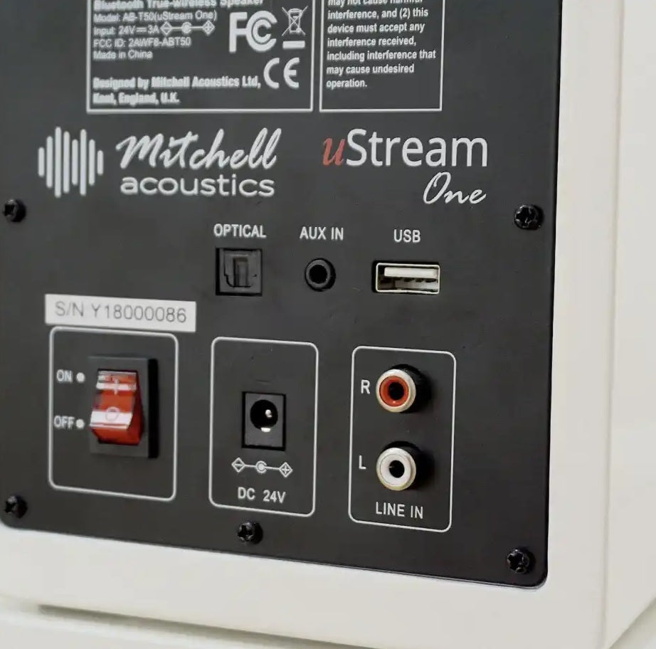 Mitchell Acoustics uStream One True Wireless Bluetooth Speaker System - White