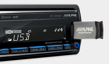 Alpine UTE-204DAB Mechless Android USB / AUX Radio with Variable Illumination, Bluetooth DAB Antenna