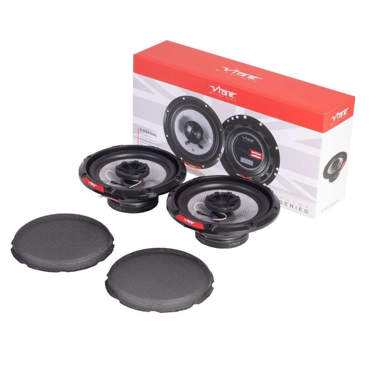 Vibe PULSE 6-V3 - 6.5" 16.5cm Coaxial 180W Car Speakers w/ Steel Mesh Grill