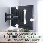 SANUS VMF822-B2 Full-Motion 4D + Shift™ TV Wall Mount for TVs 32"-65" - Black