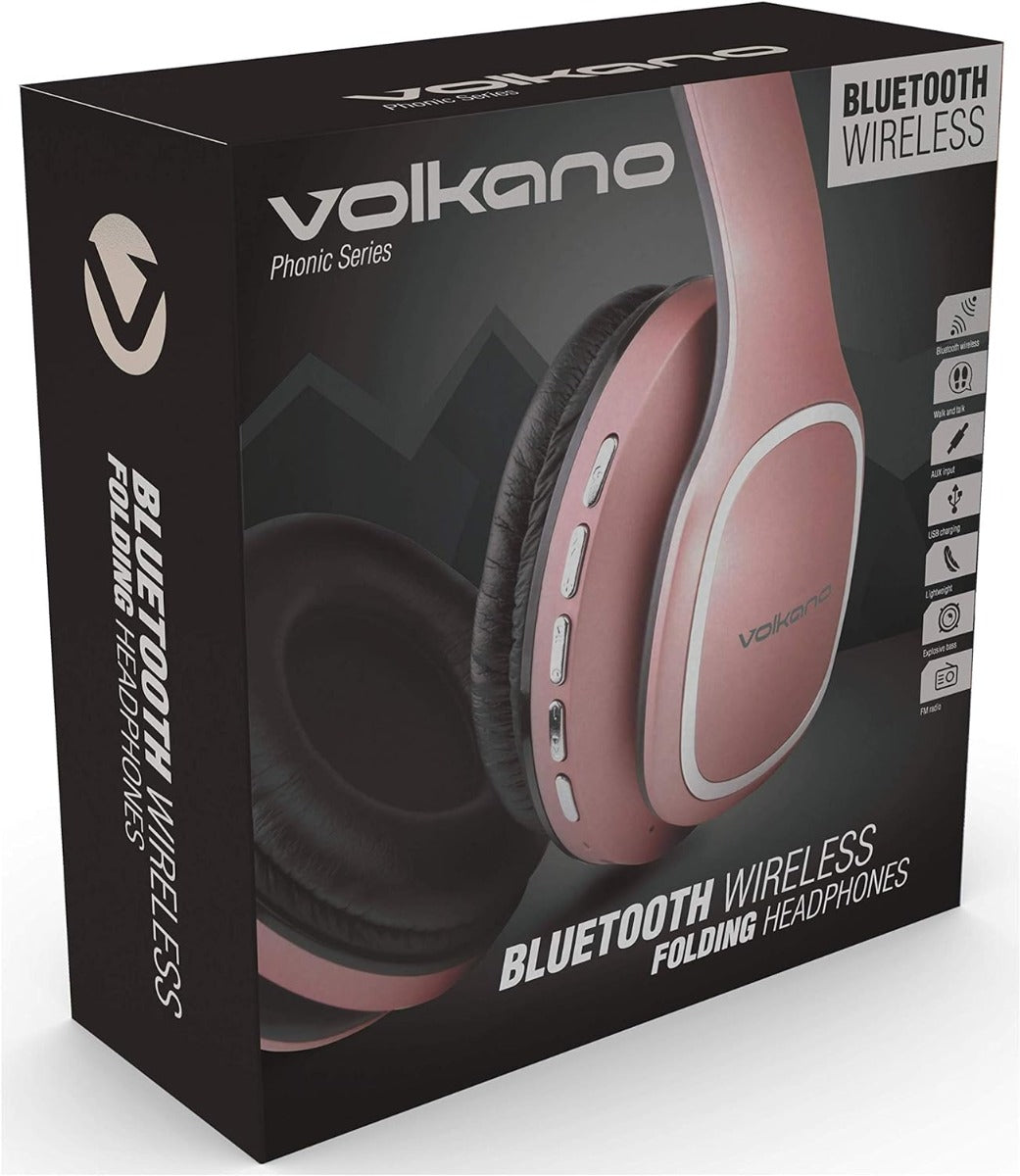 Volkano Phonic Series VK2002GD Bluetooth Folding Headphones with Mic