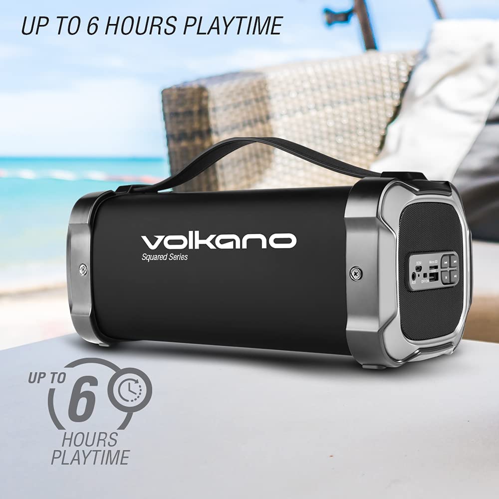 Volkano VK3303BK Mega Bazooka Squared Speaker with Bluetooth, FM Radio, Aux In, SD Card and USB Input
