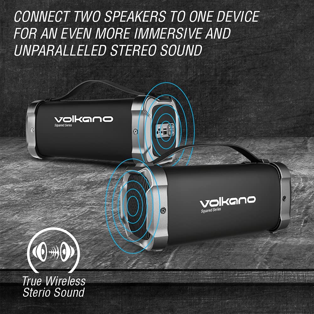 Volkano VK3303BK Mega Bazooka Squared Speaker with Bluetooth, FM Radio, Aux In, SD Card and USB Input