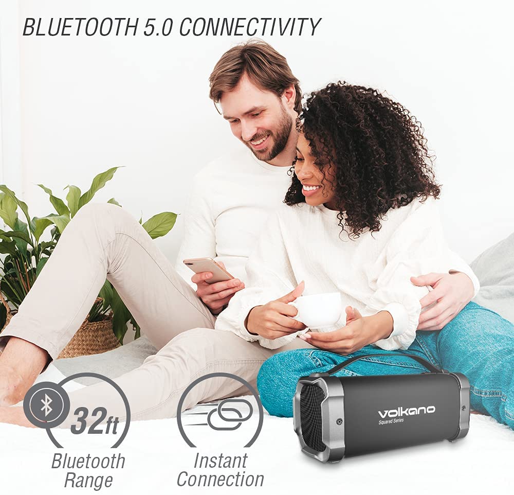 Volkano VK3303BK Mega Bazooka Squared Speaker with Bluetooth, FM Radio, Aux In, SD Card and USB Input