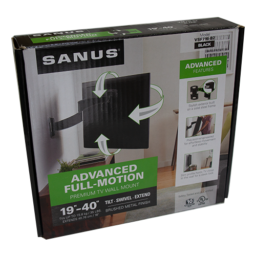 Sanus VSF716-S2 Small Full Motion Mount for TV's up to 40" - Stainless Steel