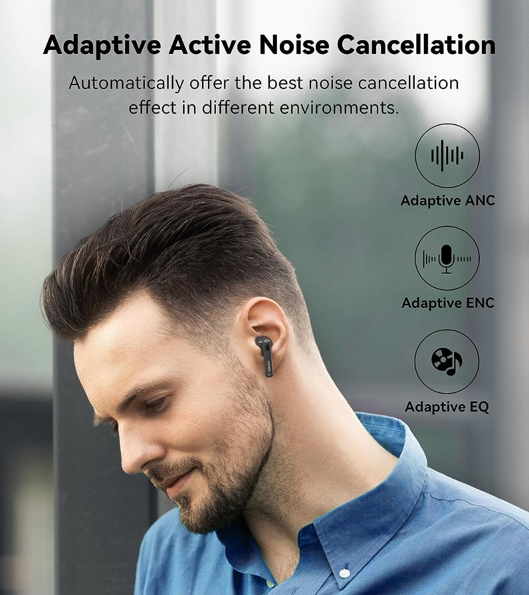 Edifier W320TN Hi-Res True Wireless Noise Cancellation Earbuds Headphones - Grey