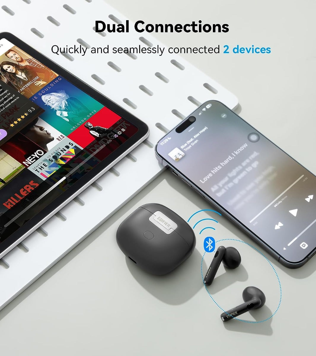 Edifier W320TN Hi-Res True Wireless Noise Cancellation Earbuds Headphones - Grey