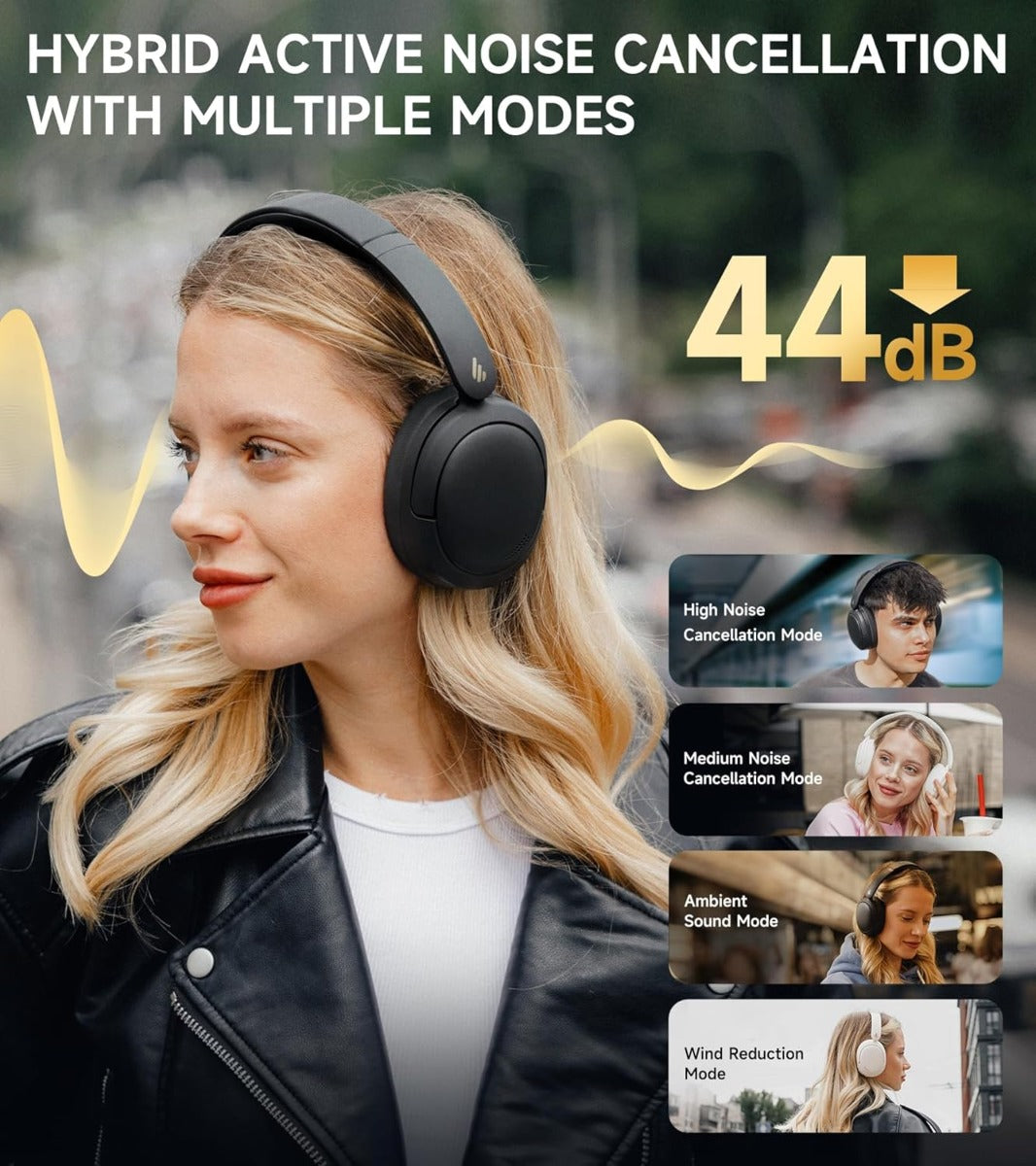 EDIFIER W800BT Pro Wireless Headphones with Active Noise Cancellation - Black