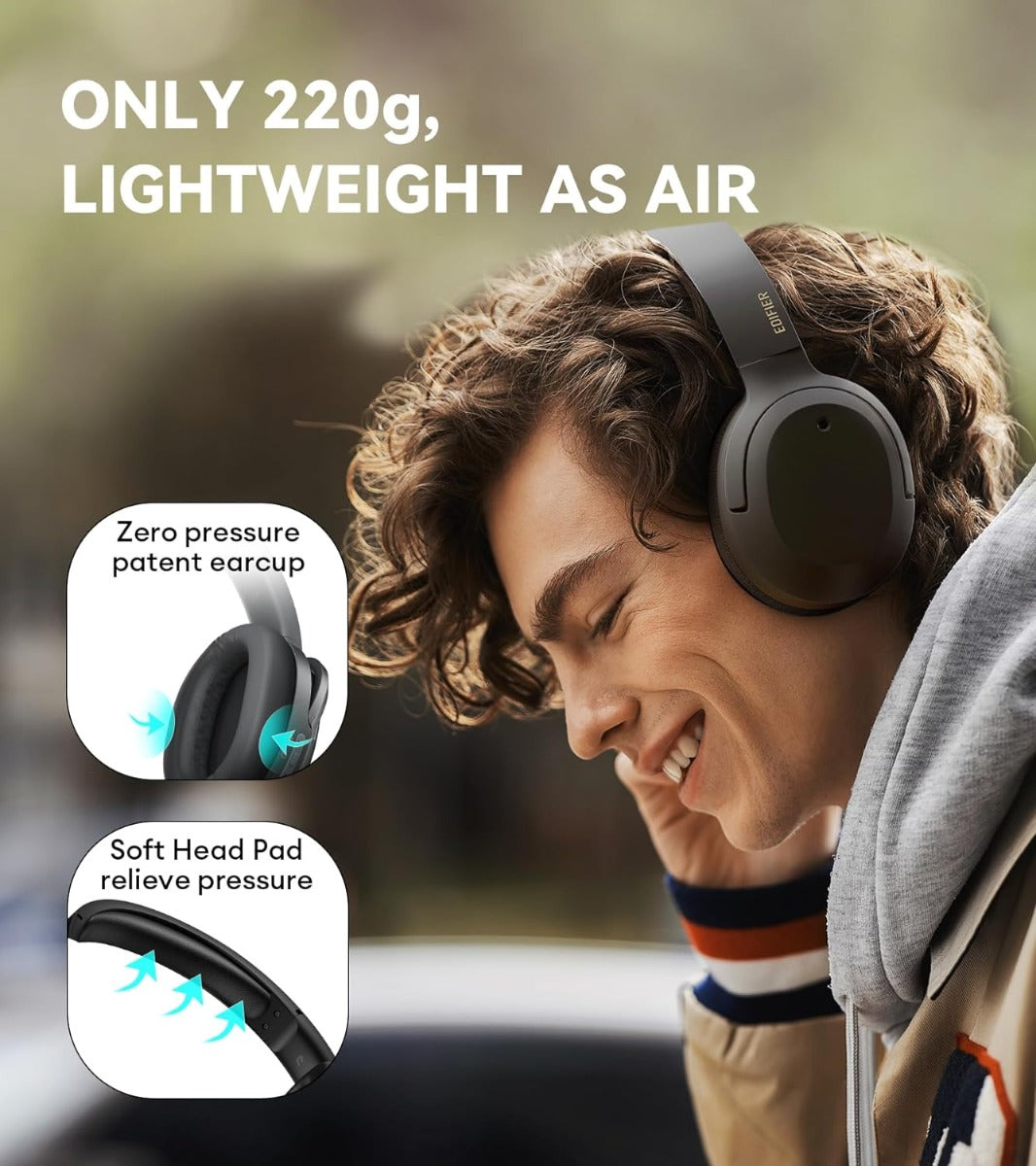 EDIFIER W820NB Plus Active Noise Cancelling Bluetooth Stereo Hi-Res Headphones  - Black