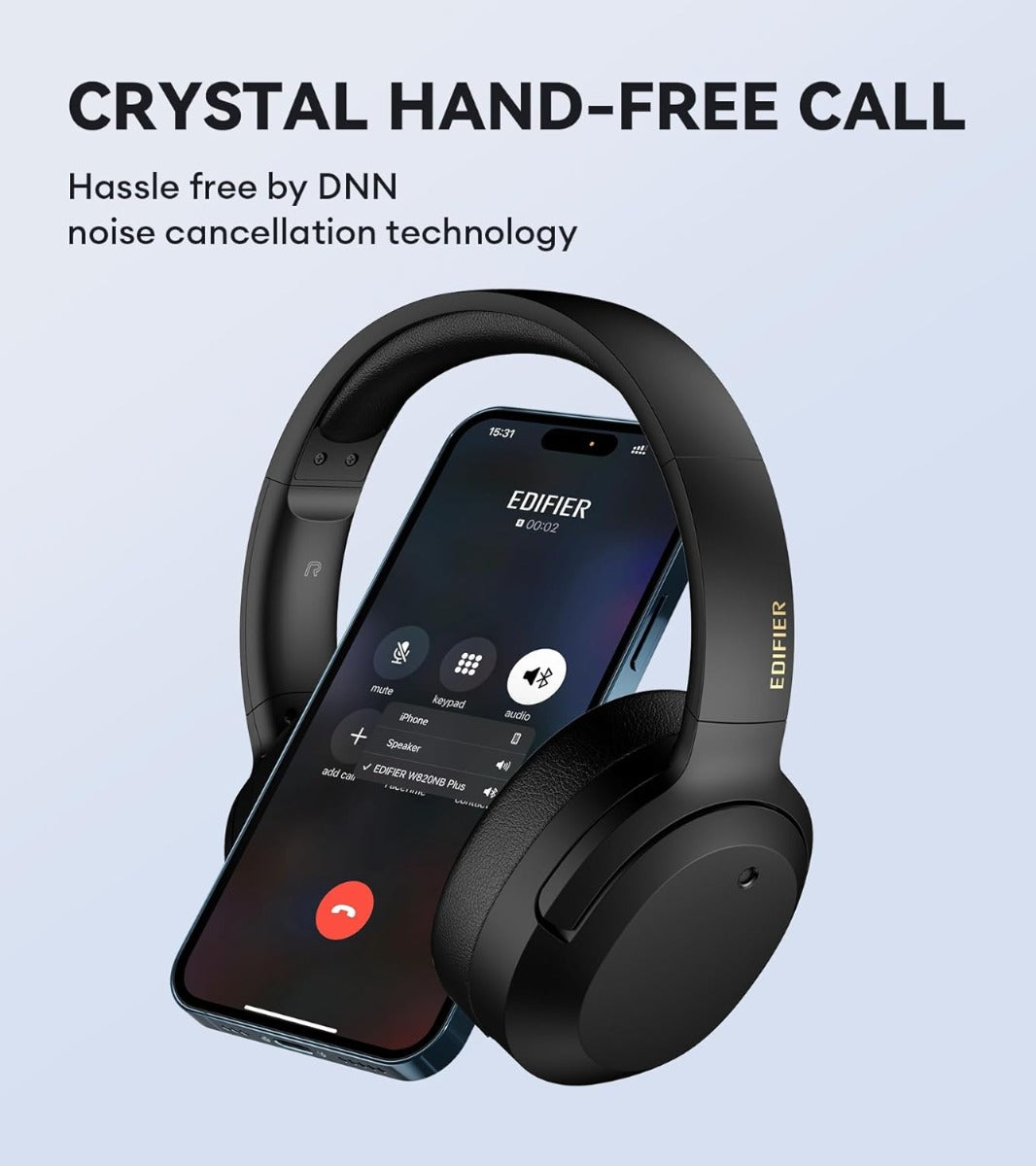 EDIFIER W820NB Plus Active Noise Cancelling Bluetooth Stereo Hi-Res Headphones  - Black