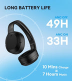 EDIFIER W820NB Plus Active Noise Cancelling Bluetooth Stereo Hi-Res Headphones  - Black