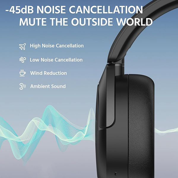 EDIFIER Wireless Bluetooth Over-Ear Active Noise Cancelation Headphones - Grey