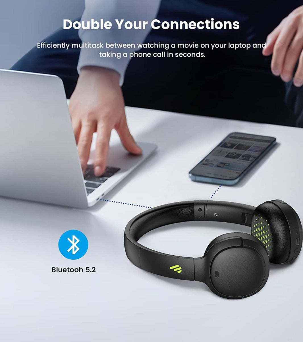 EDIFIER WH500 Wireless Bluetooth On-Ear Headphones - Black