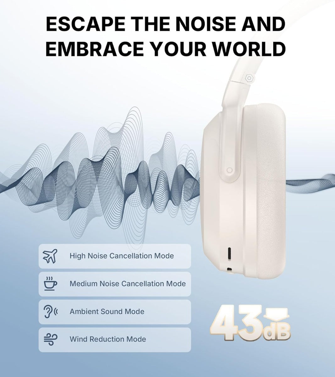 EDIFIER WH700NB Pro Wireless Over-Ear Headphones with ANC - Ivory