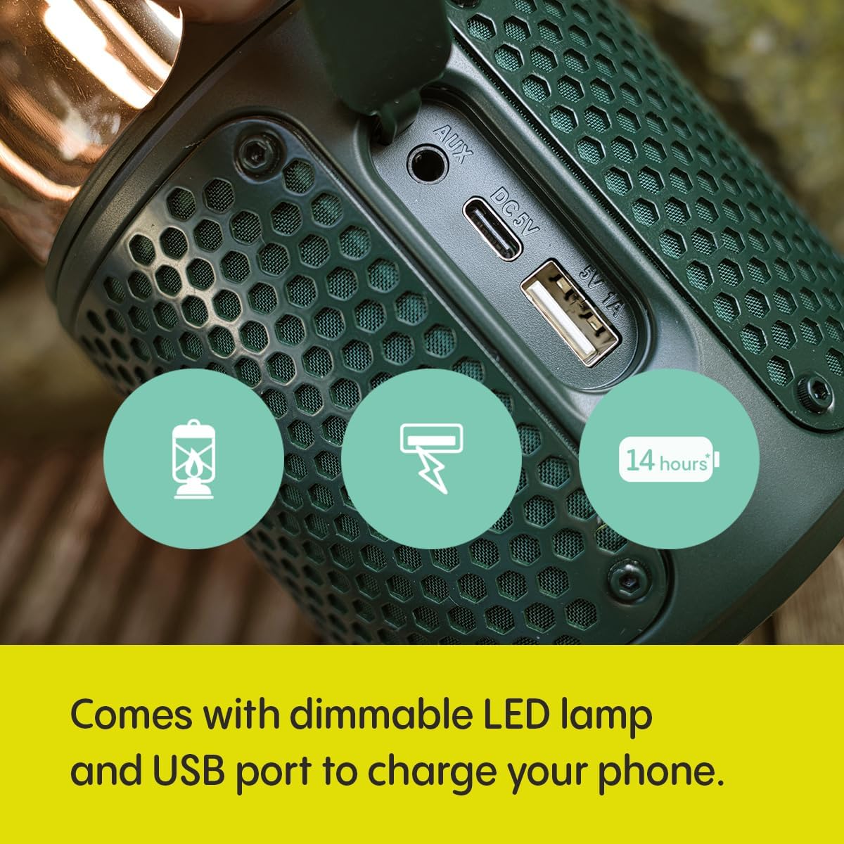 Pure Audio Woodland Glow waterproof outdoor speaker with LED lamp