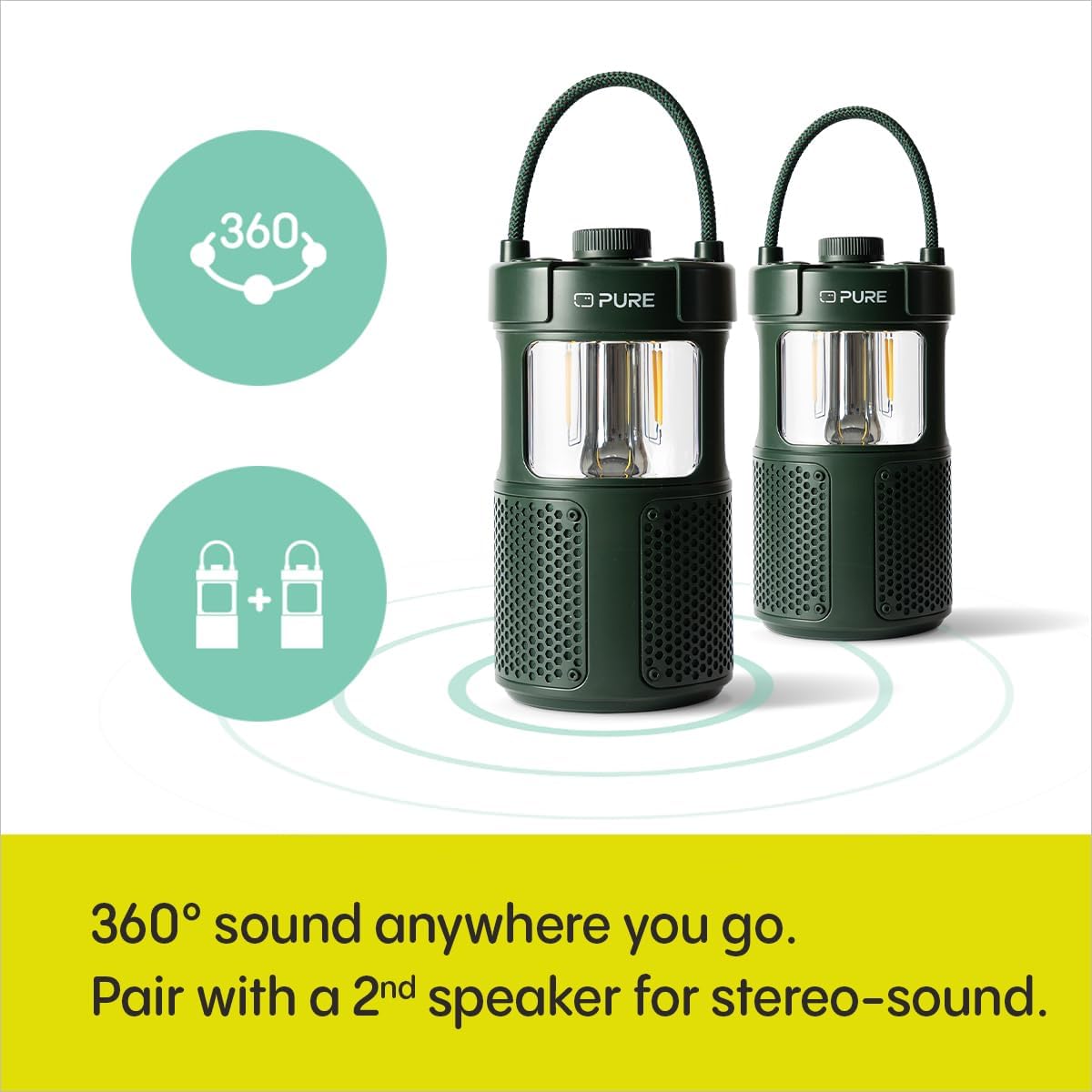 Pure Audio Woodland Glow waterproof outdoor speaker with LED lamp