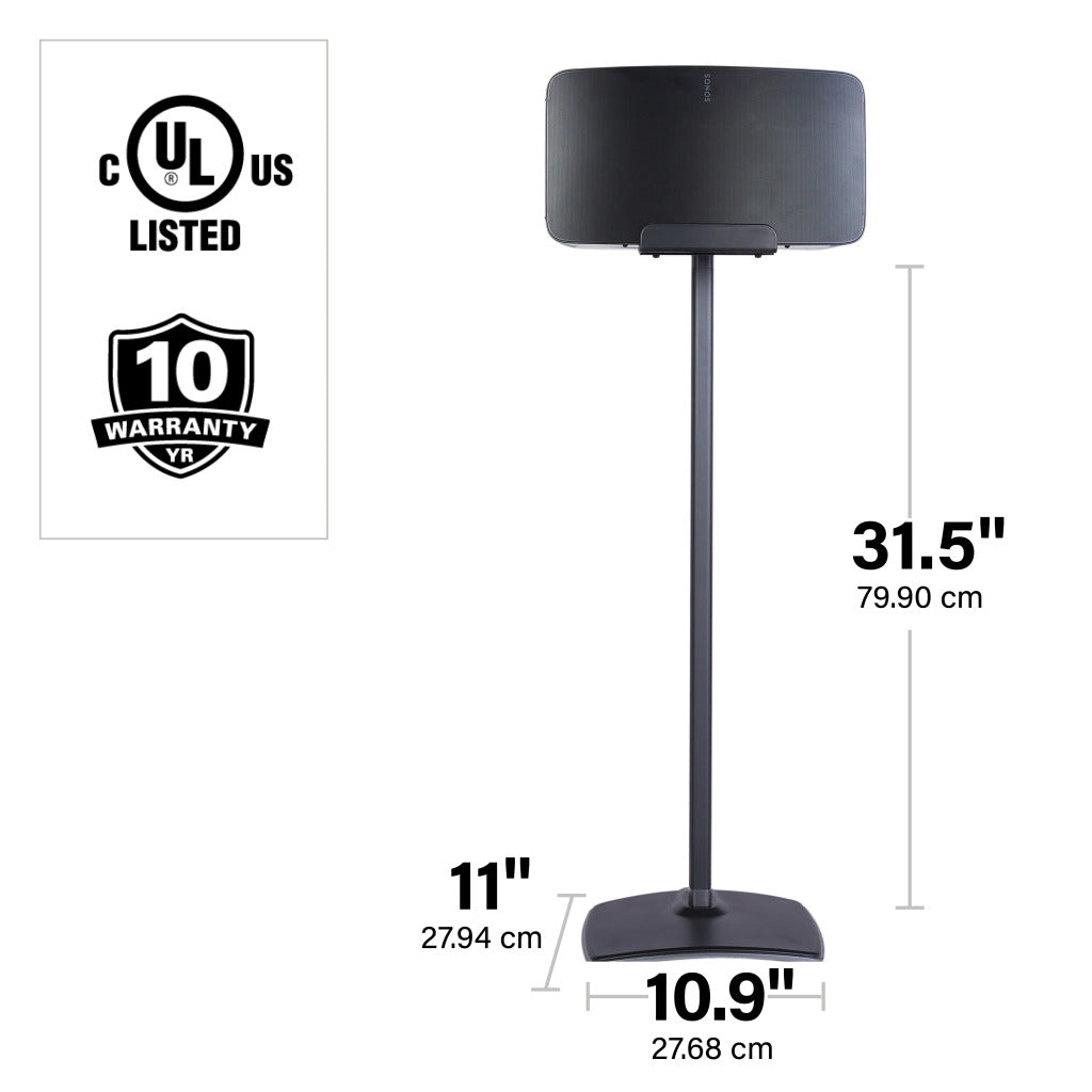 SANUS WSS52 Speaker Stand Designed for Sonos Five and Play: 5 Speakers Black - Single