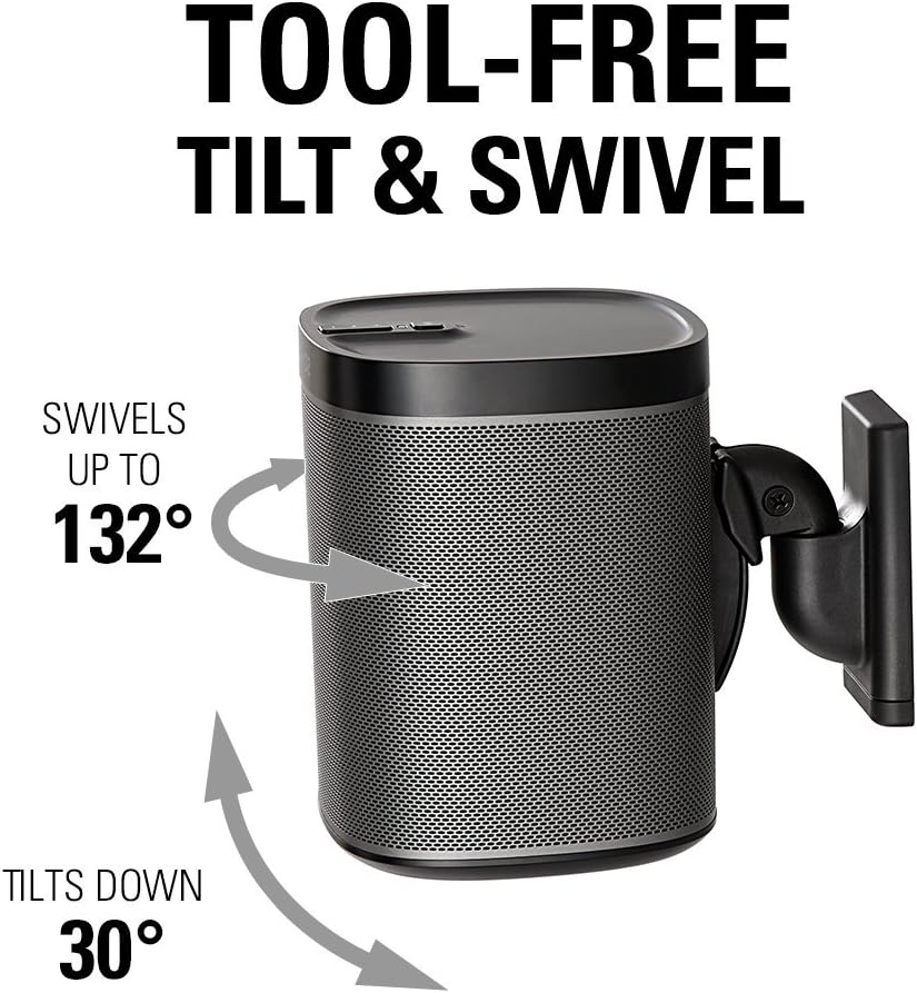 Sanus WSWM21-B2 Speaker Wall Mount for Sonos Speaker for ONE, Play:1 & Play:3 (Pair) - Black